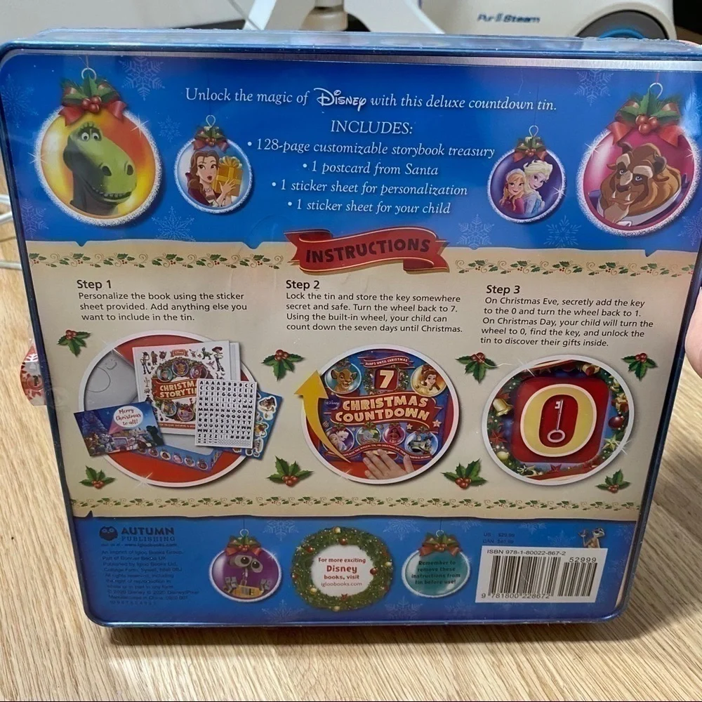 Disney 7 Days of Christmas Locking Countdown Prize Box NEW Advent Calendar Metal